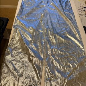 Boohoo plus sized Silver Metallic Wide-Leg Pants